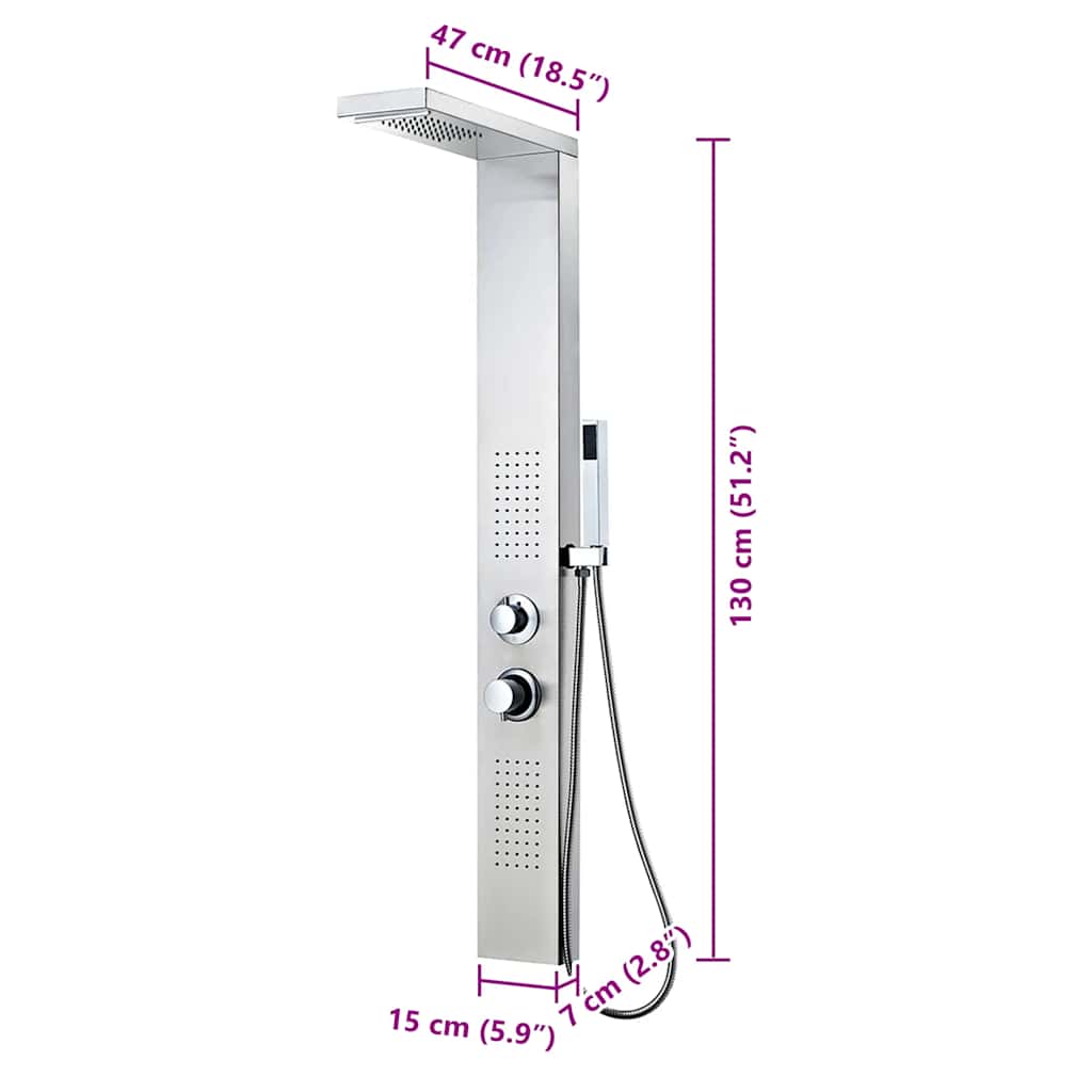 Shower Panel System Stainless Steel Square