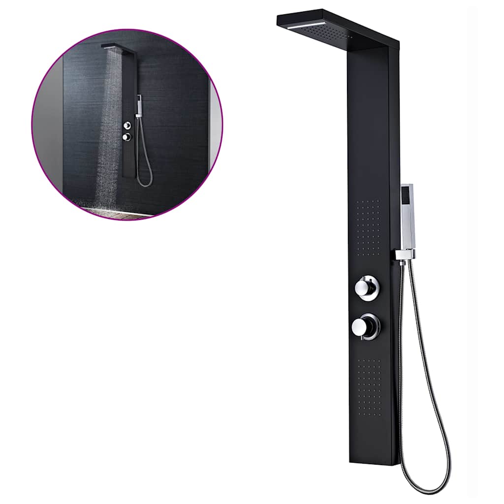142373 vidaXL Shower Panel System Aluminium Matte Black