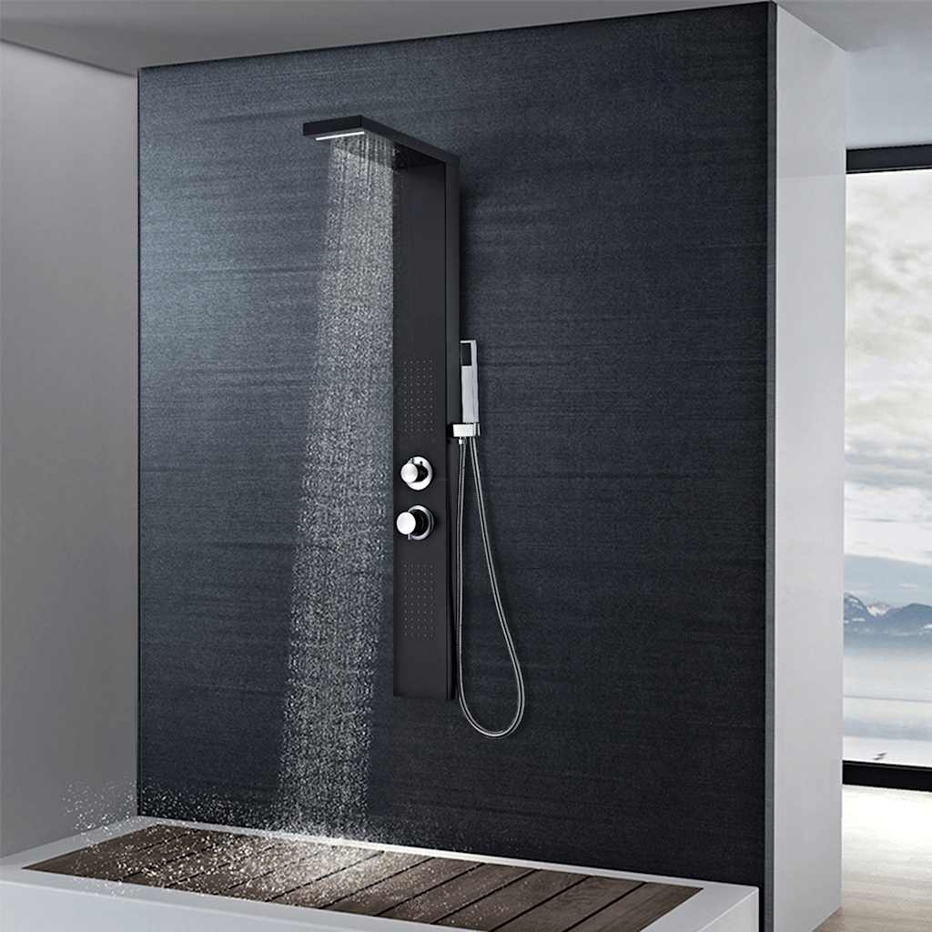 142373 vidaXL Shower Panel System Aluminium Matte Black