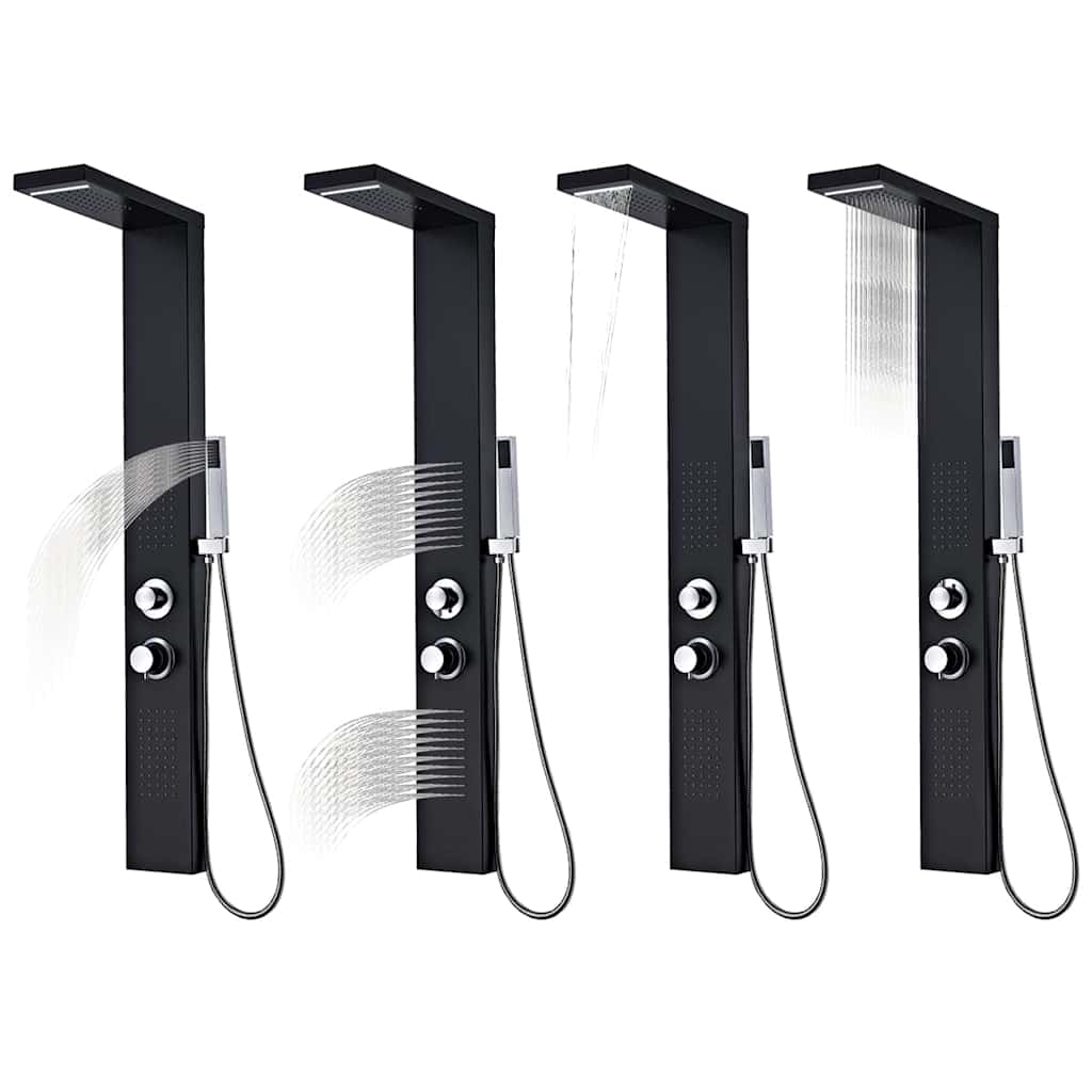 142373 vidaXL Shower Panel System Aluminium Matte Black