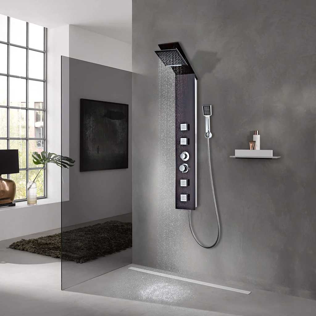 142374 vidaXL Shower Panel System Glass Brown