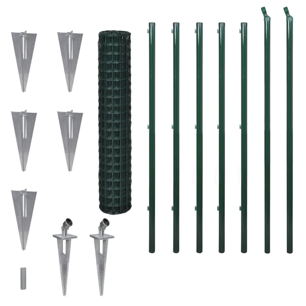 vidaXL Euro Fence Steel 10x1.5 m Green