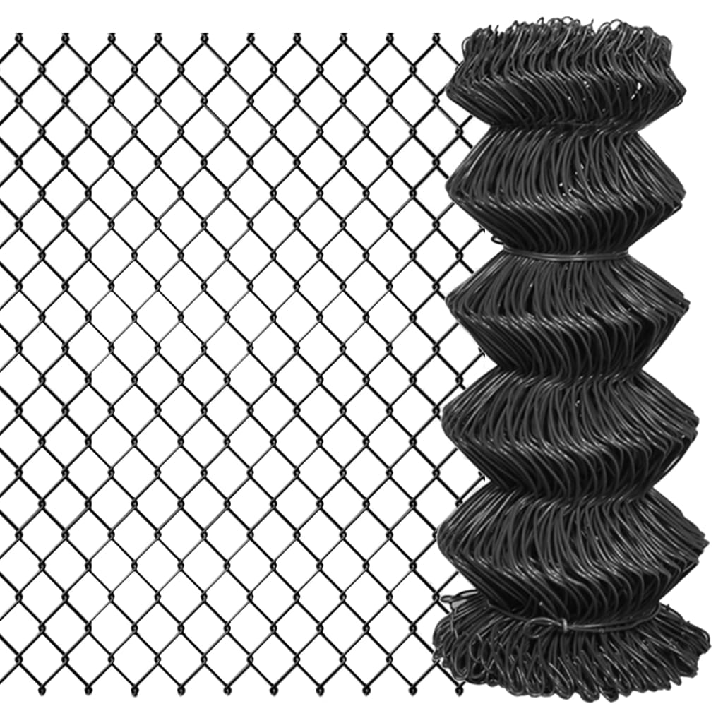 vidaXL Chain Link Fence Steel 15x0.8 m Grey