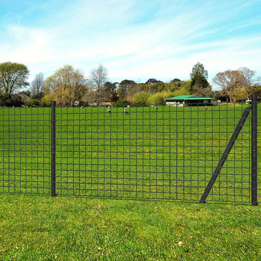 vidaXL Euro Fence Steel 10x0.8 m Grey