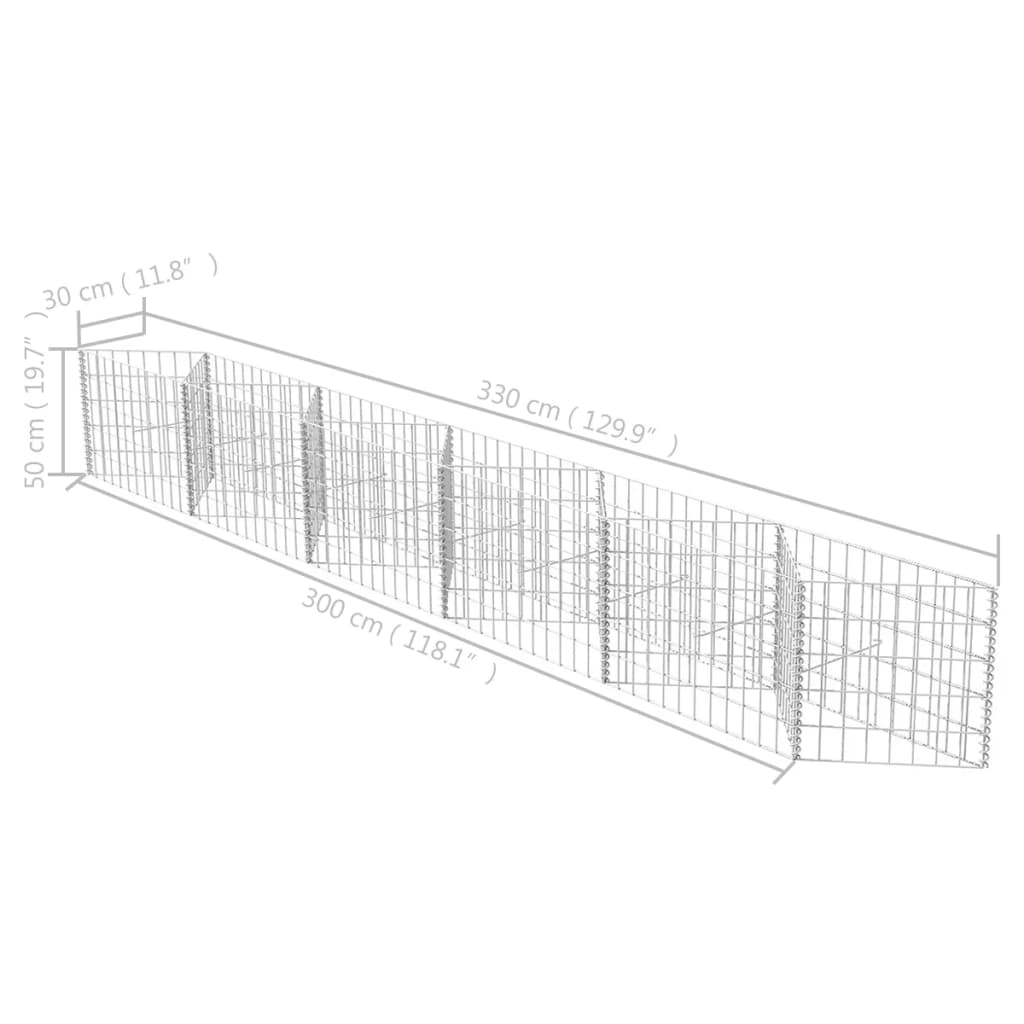 vidaXL Gabion Basket Galvanised Steel 300x30x50 cm