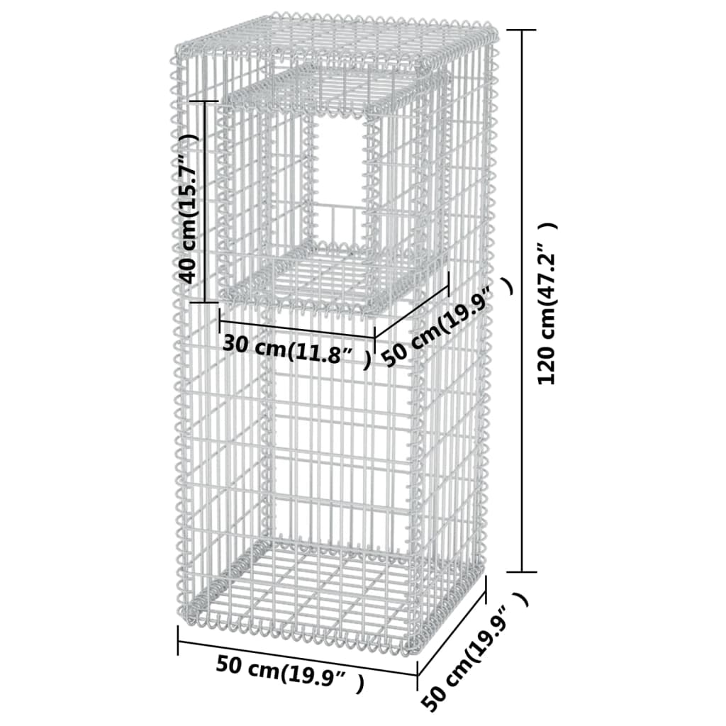 vidaXL Gabion Basket Post/Planter Steel 50x50x120 cm