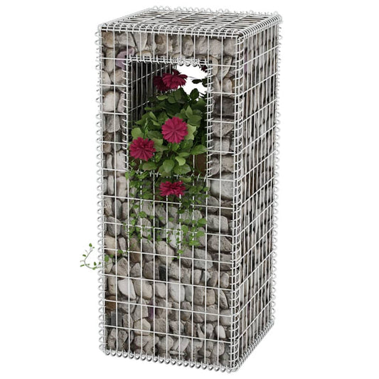 vidaXL Gabion Basket Post/Planter Steel 50x50x120 cm