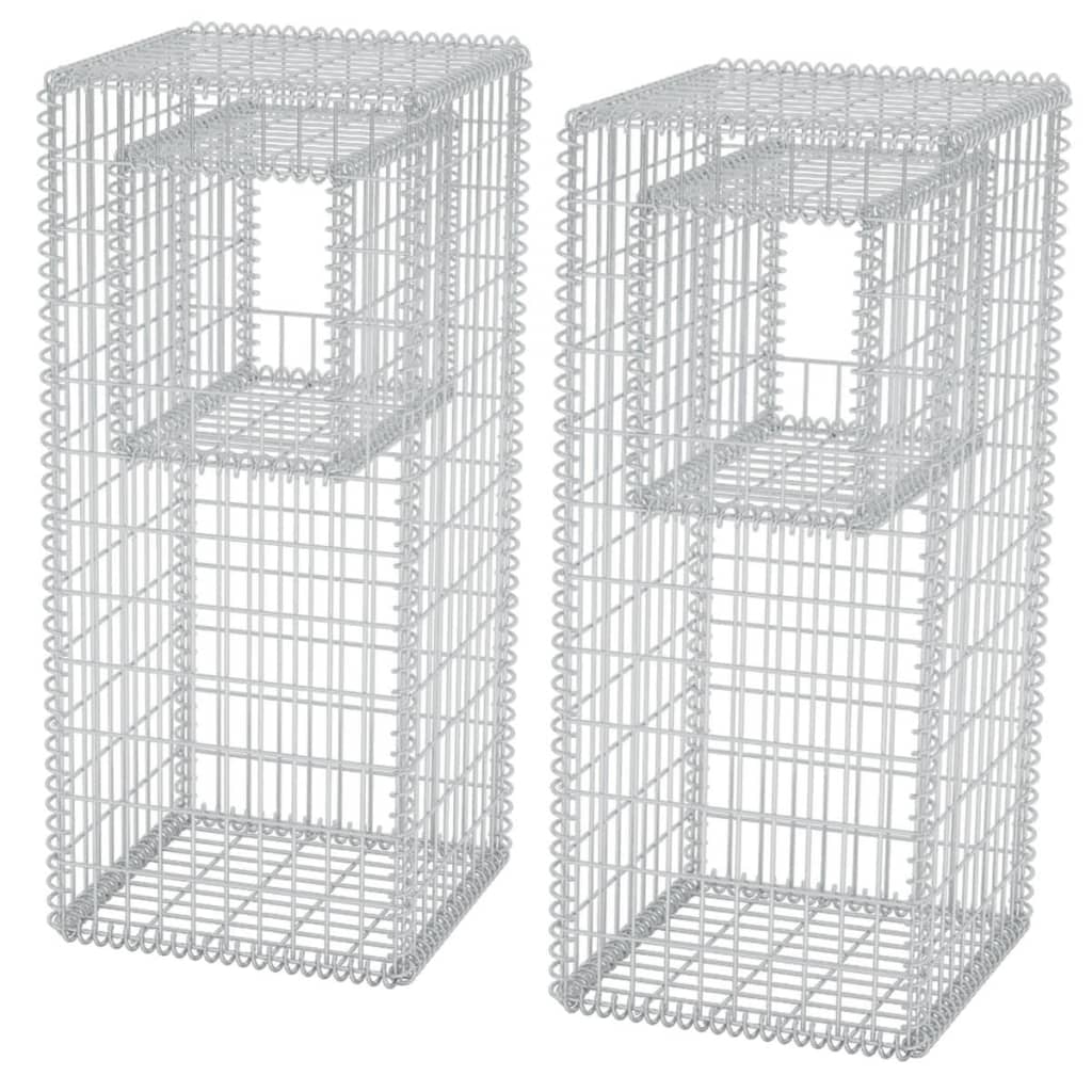 vidaXL Gabion Basket Posts/Planters 2 pcs Steel 50x50x120 cm