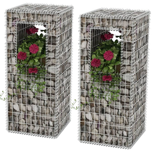 vidaXL Gabion Basket Posts/Planters 2 pcs Steel 50x50x120 cm