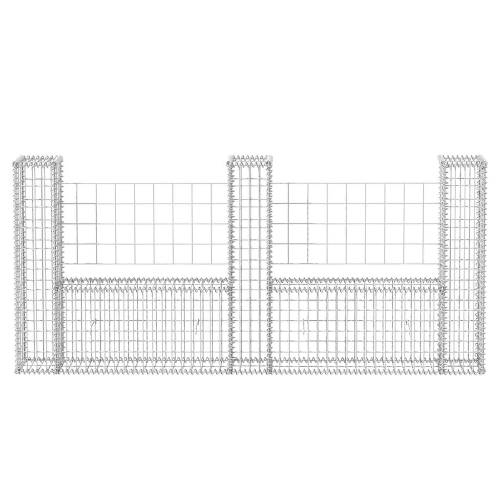 vidaXL Gabion Basket U-Shape Galvanised Steel 240x20x100 cm