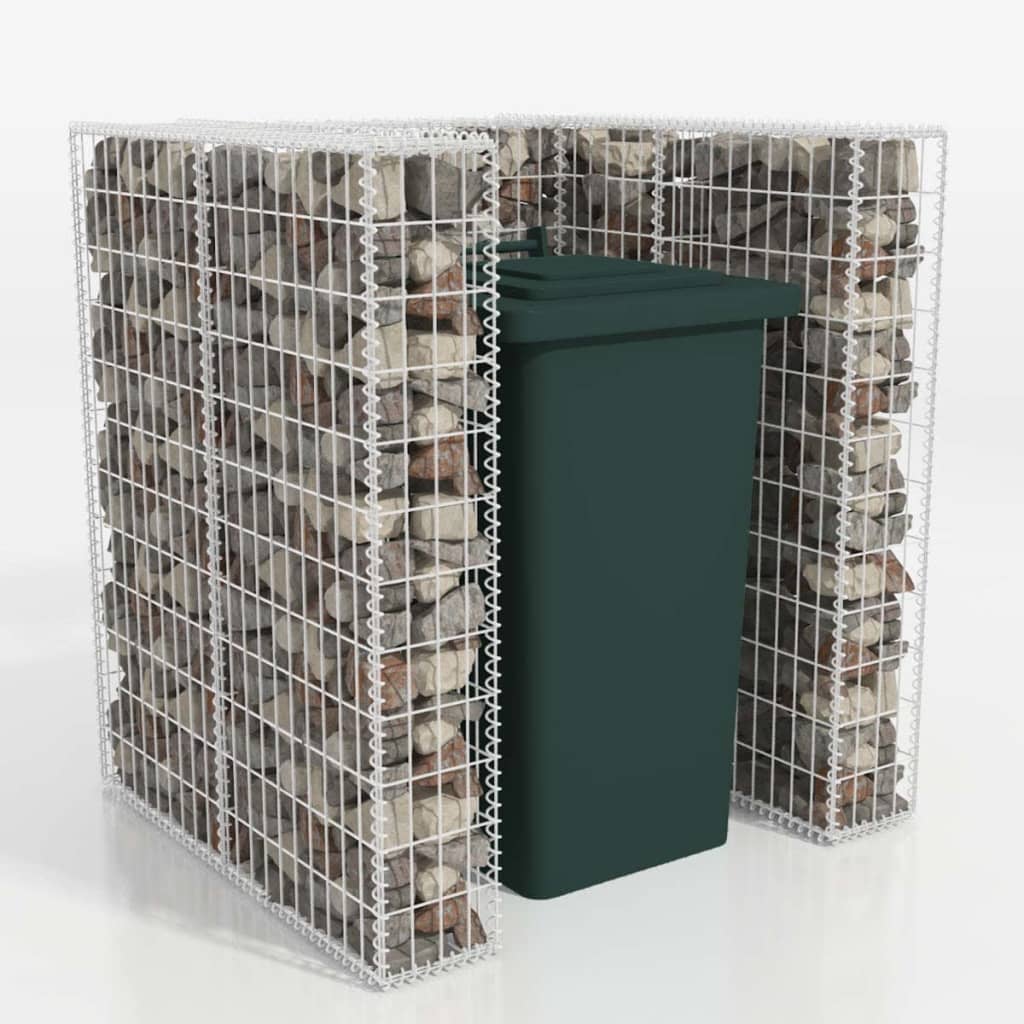 vidaXL Gabion Single Wheelie Bin Surround Steel 110x100x120 cm