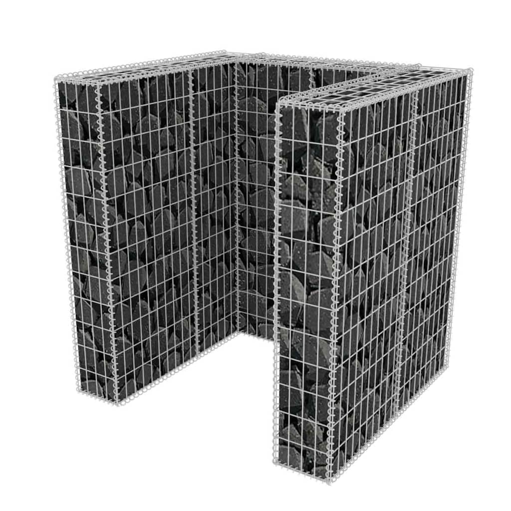 vidaXL Gabion Single Wheelie Bin Surround Steel 110x100x120 cm