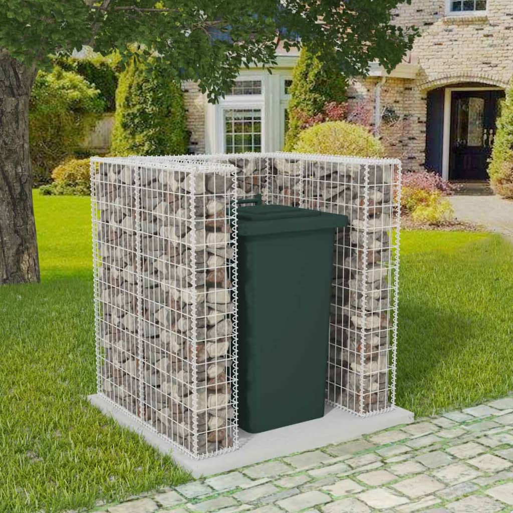 vidaXL Gabion Single Wheelie Bin Surround Steel 110x100x120 cm