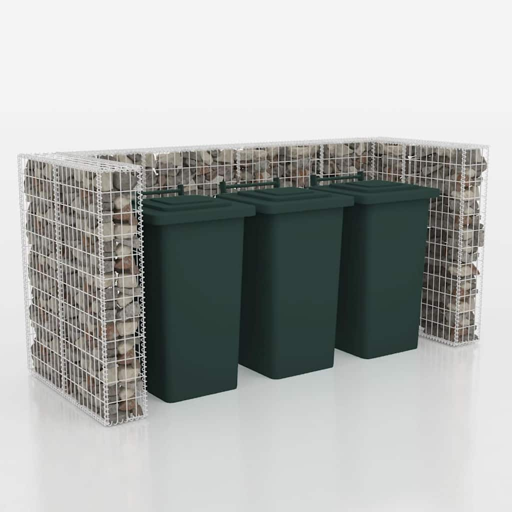 vidaXL Gabion Triple Wheelie Bin Surround Steel 250x100x120 cm