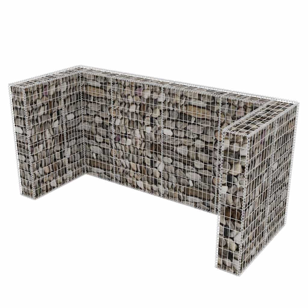 vidaXL Gabion Triple Wheelie Bin Surround Steel 250x100x120 cm