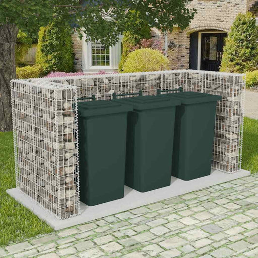 vidaXL Gabion Triple Wheelie Bin Surround Steel 250x100x120 cm