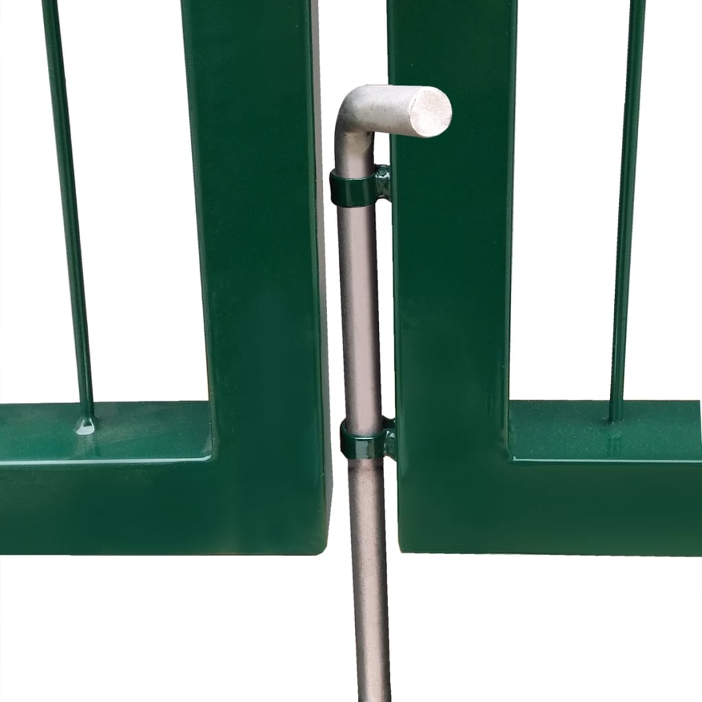 vidaXL Garden Fence Gate with Posts 350x100 cm Steel Green