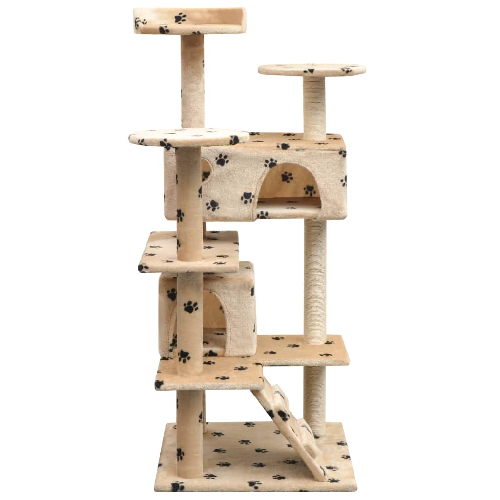 vidaXL Cat Tree with Sisal Scratching Posts 125 cm Paw Prints Beige