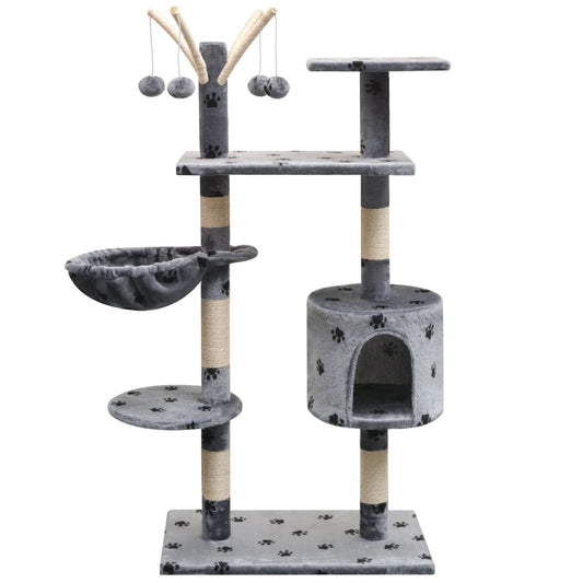 Cat Tree | Grey with black paw prints