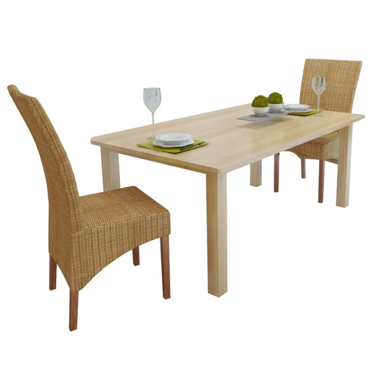 vidaXL Dining Chairs 2 pcs Brown Natural Rattan