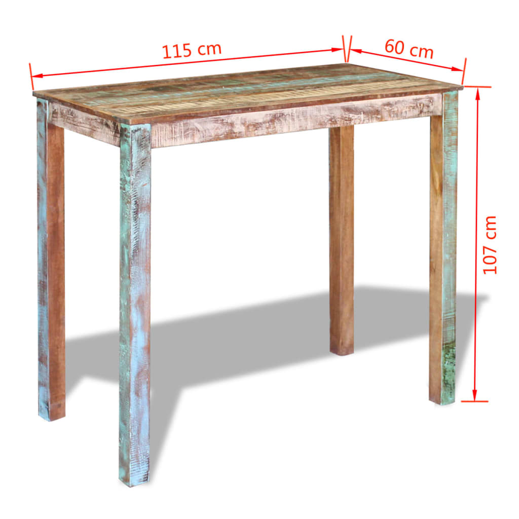 vidaXL Bar Table Solid Reclaimed Wood 115x60x107 cm