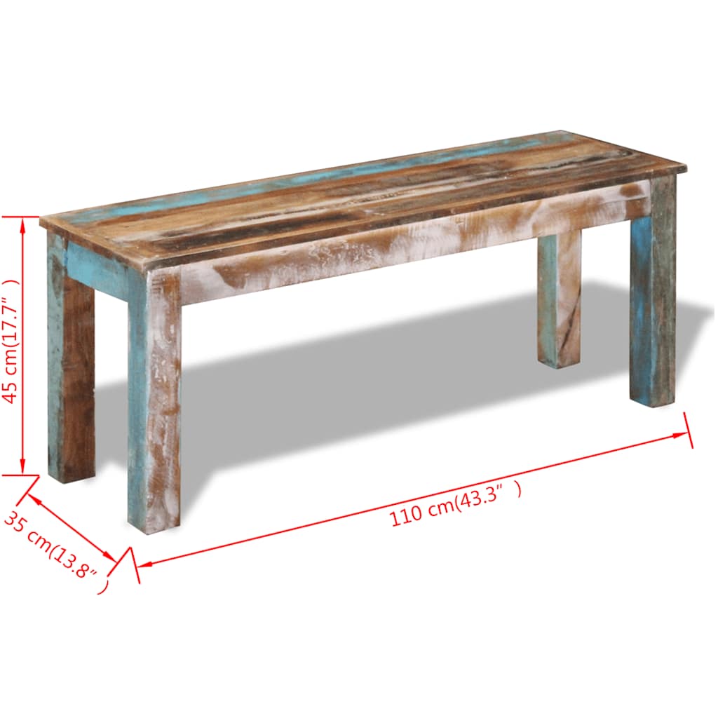 Bench | Multicolour | Solid reclaimed wood | Medium | Durable
