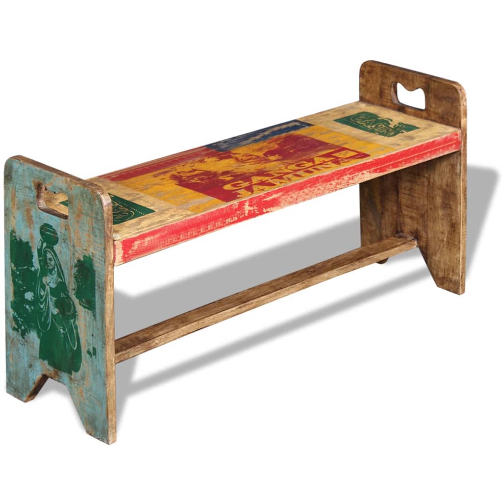 vidaXL Cola Bench Solid Reclaimed Wood 100x30x50 cm
