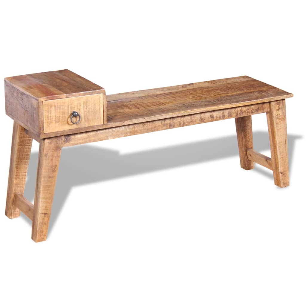 vidaXL Bench with Drawer Solid Mango Wood 120x36x60 cm