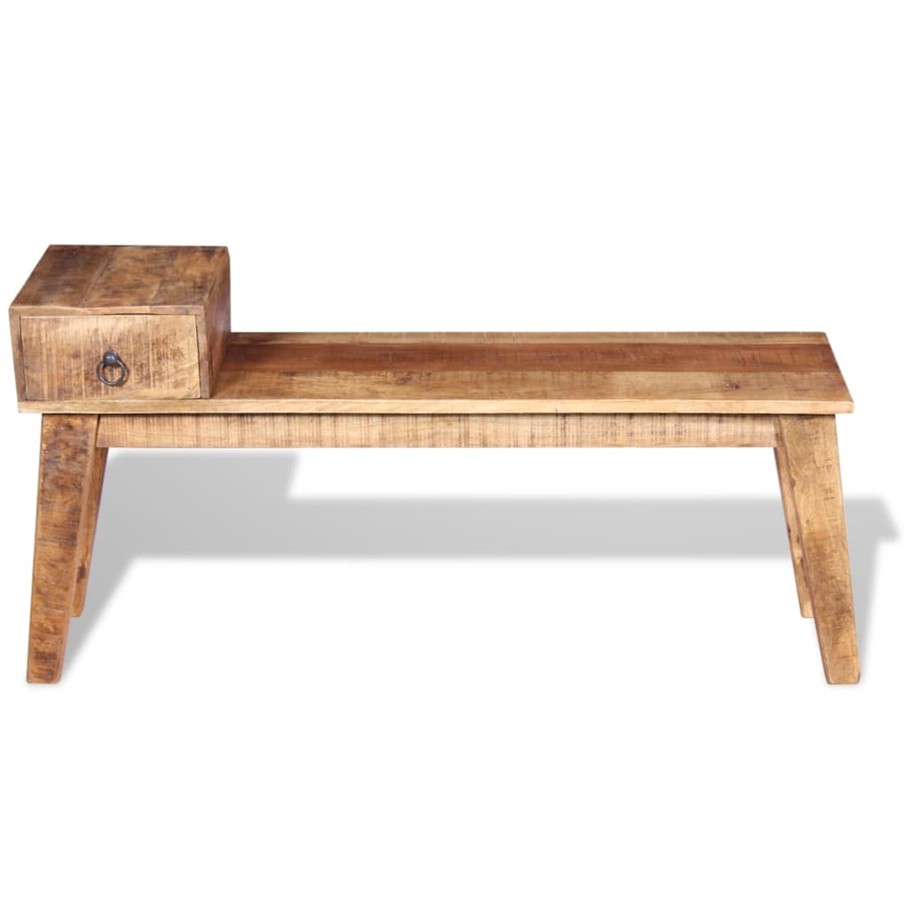 vidaXL Bench with Drawer Solid Mango Wood 120x36x60 cm