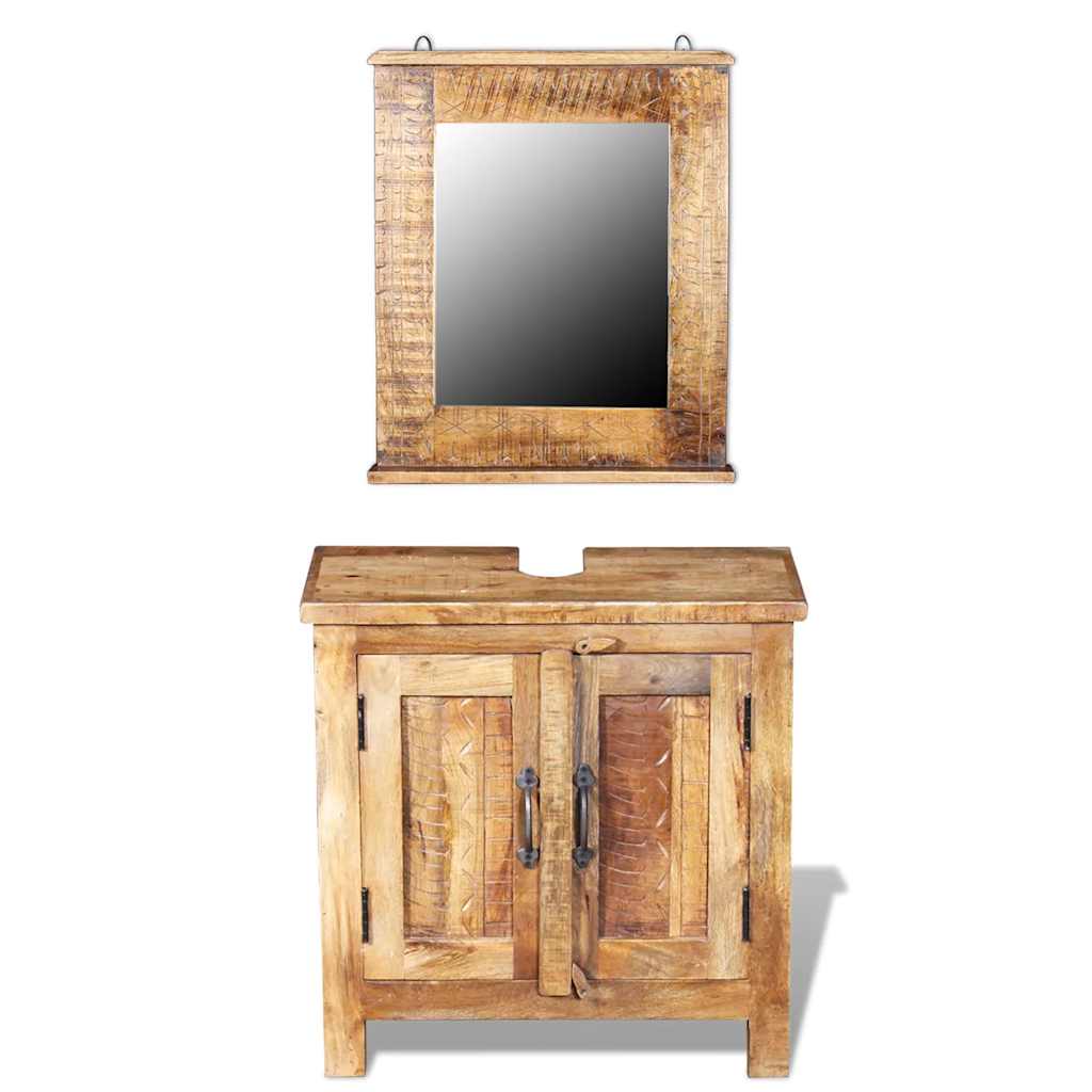 243462 vidaXL Bathroom Vanity Cabinet with Mirror Solid Mango Wood