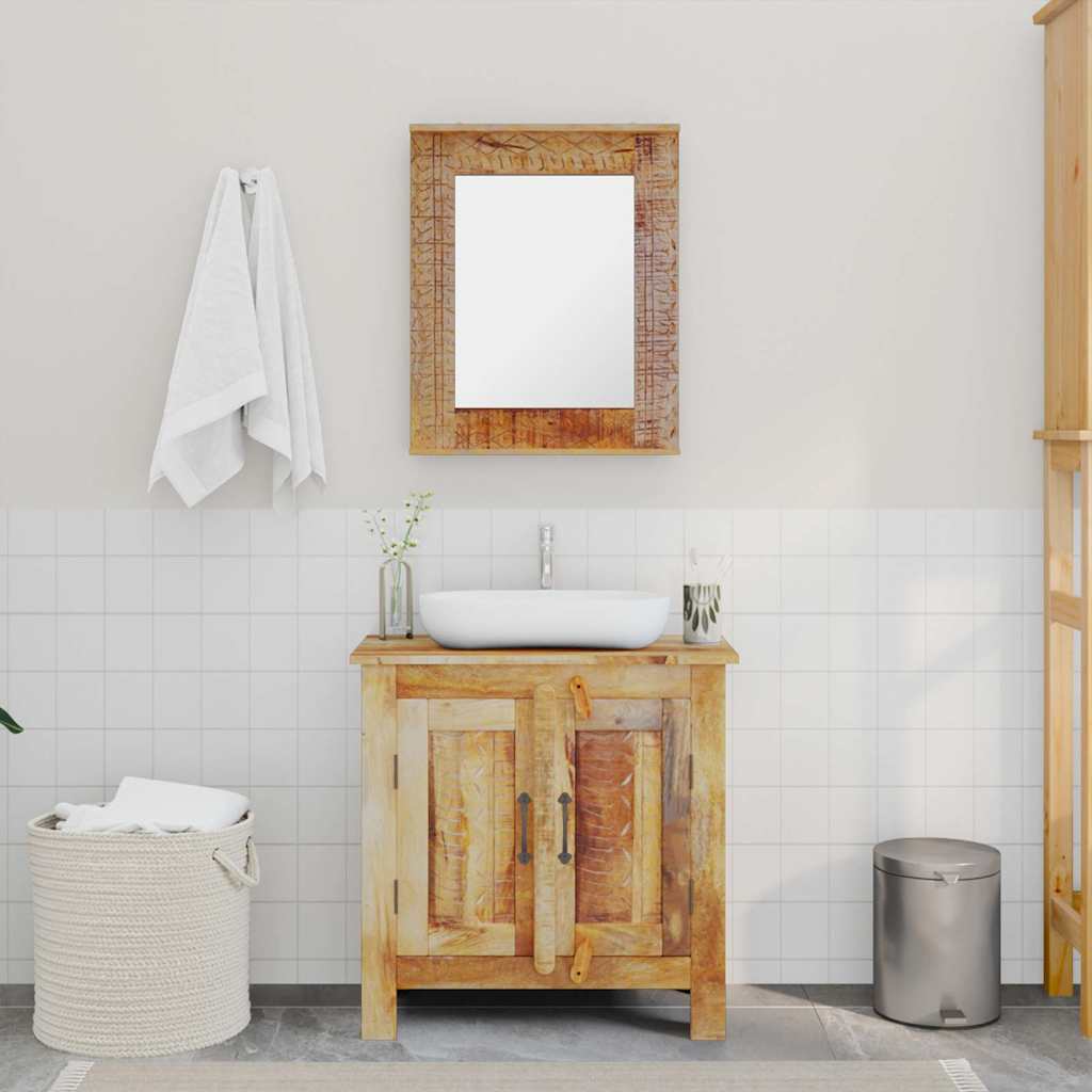 243462 vidaXL Bathroom Vanity Cabinet with Mirror Solid Mango Wood