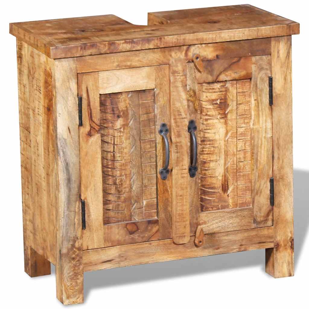 243462 vidaXL Bathroom Vanity Cabinet with Mirror Solid Mango Wood