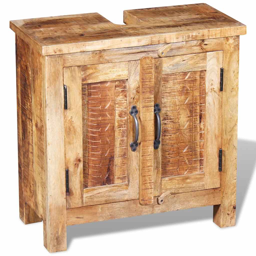 243462 vidaXL Bathroom Vanity Cabinet with Mirror Solid Mango Wood