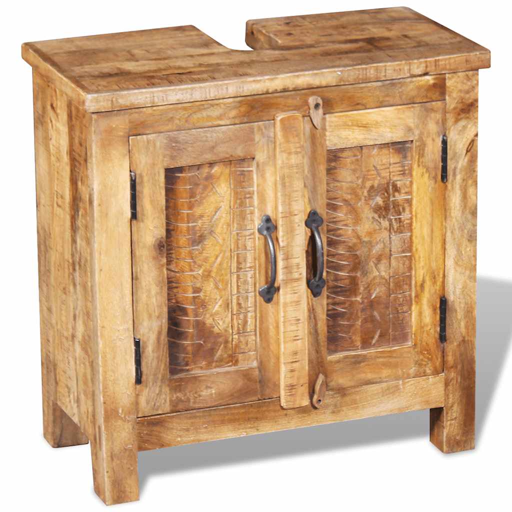 243462 vidaXL Bathroom Vanity Cabinet with Mirror Solid Mango Wood