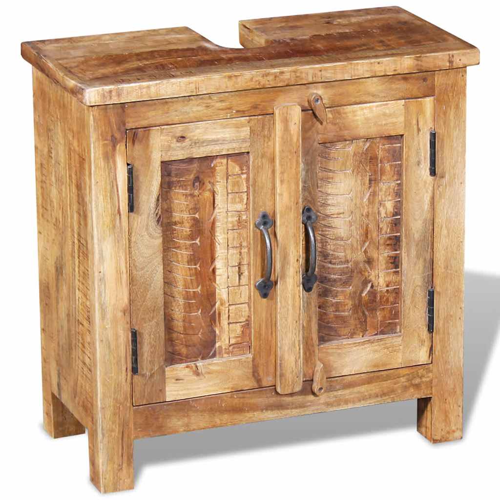 243462 vidaXL Bathroom Vanity Cabinet with Mirror Solid Mango Wood