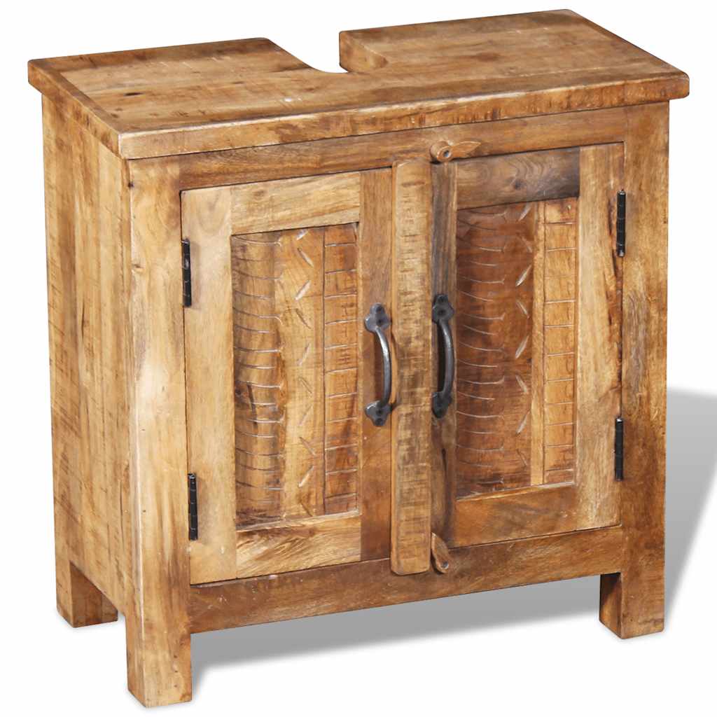 243462 vidaXL Bathroom Vanity Cabinet with Mirror Solid Mango Wood