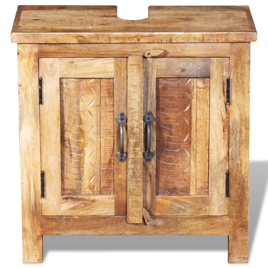 243462 vidaXL Bathroom Vanity Cabinet with Mirror Solid Mango Wood