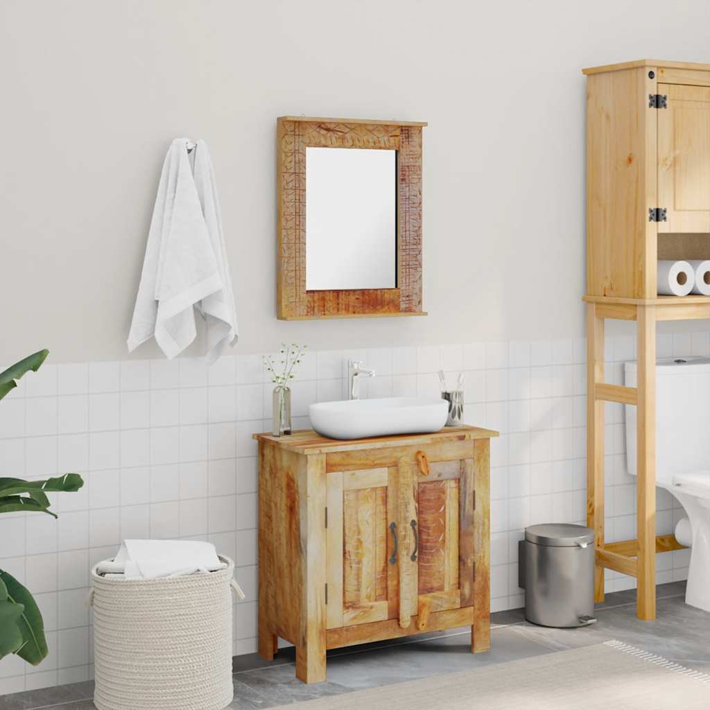 243462 vidaXL Bathroom Vanity Cabinet with Mirror Solid Mango Wood