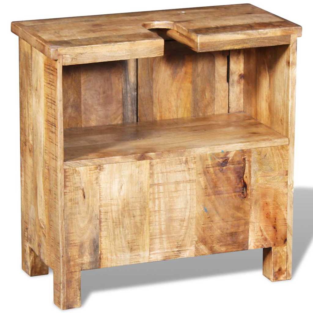 243463 vidaXL Vanity Cabinet with Mirror and 2 Side Cabinets Solid Mango Wood