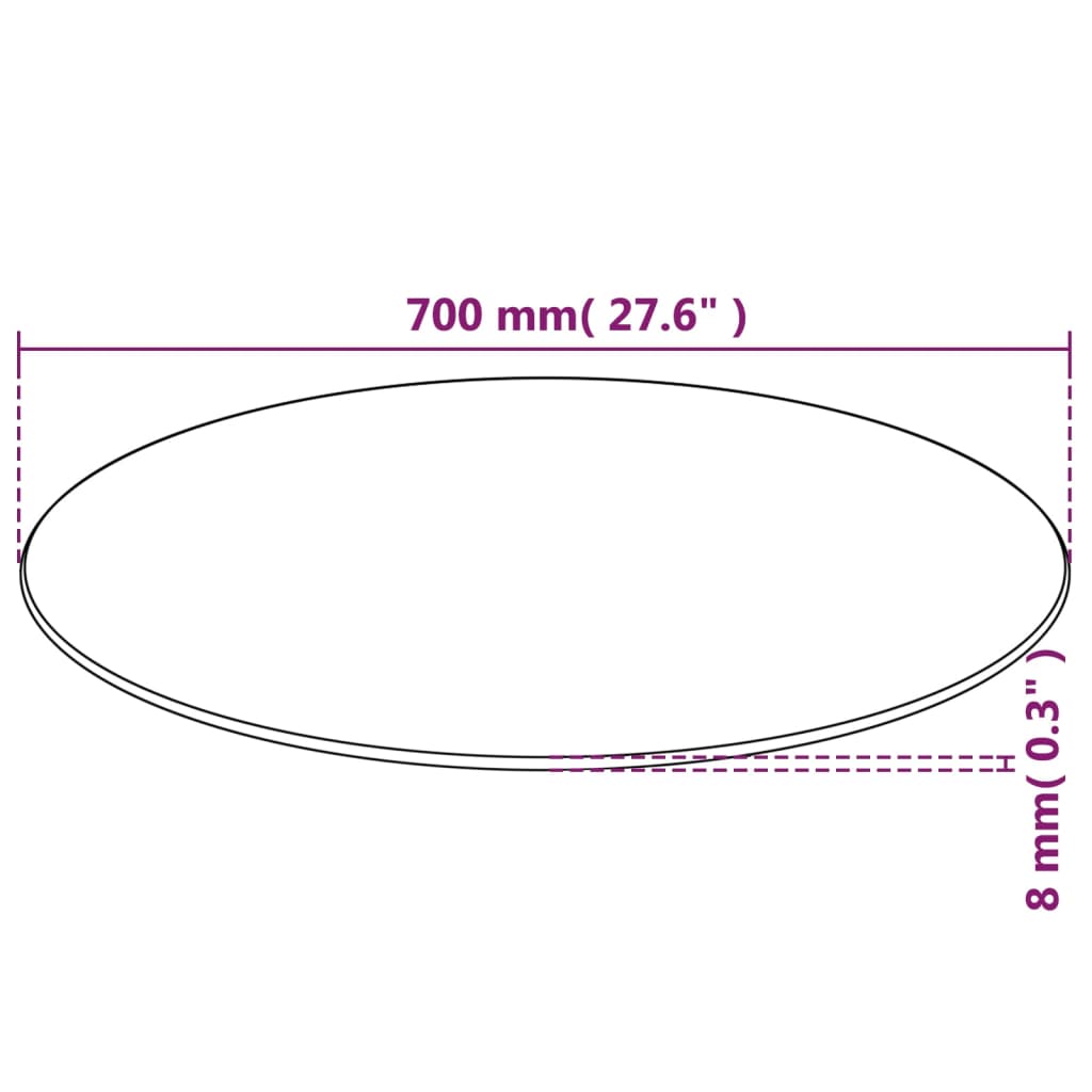 vidaXL Table Top Tempered Glass Round 700 mm