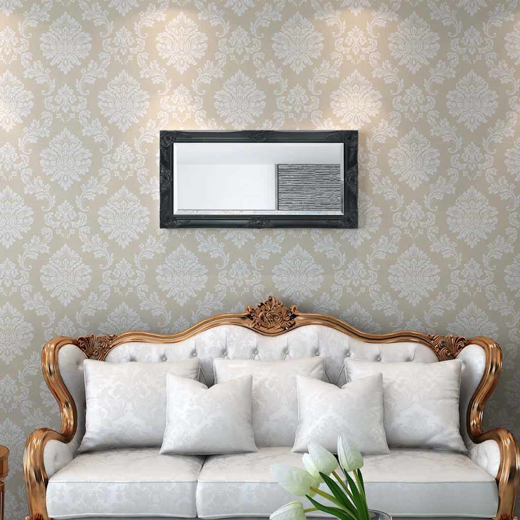 243682 vidaXL Wall Mirror Baroque Style 100x50 cm Black