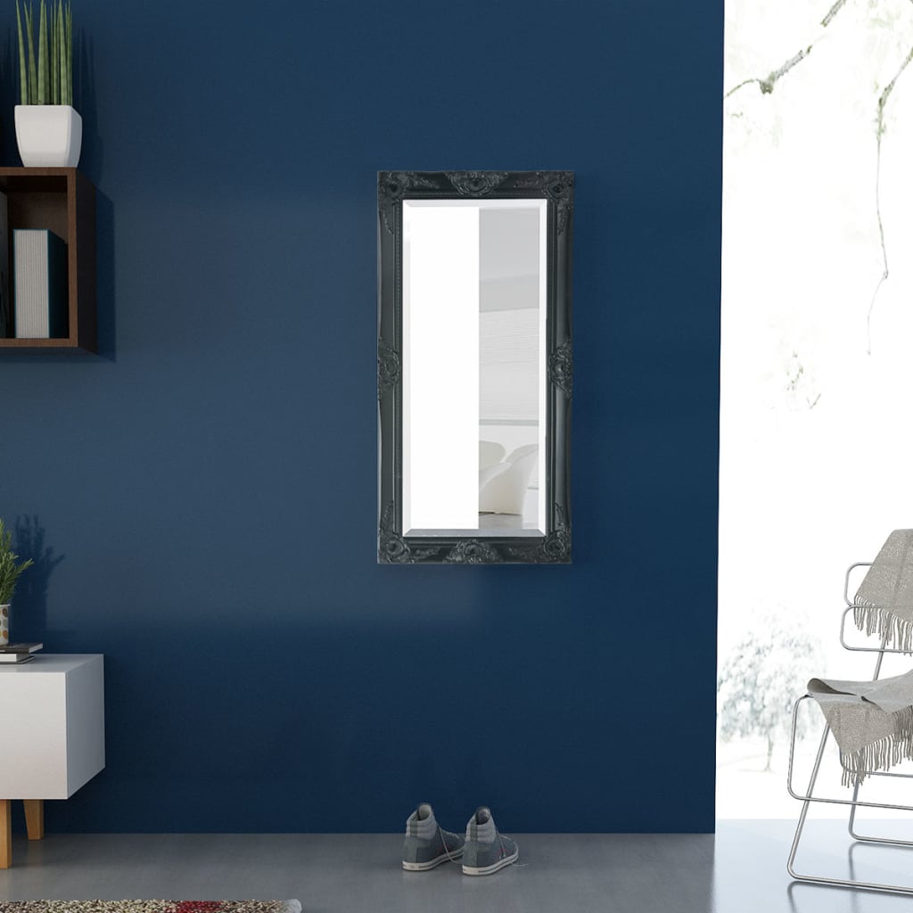 243682 vidaXL Wall Mirror Baroque Style 100x50 cm Black