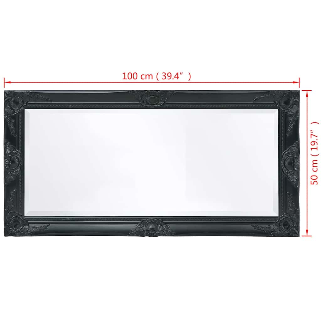243682 vidaXL Wall Mirror Baroque Style 100x50 cm Black