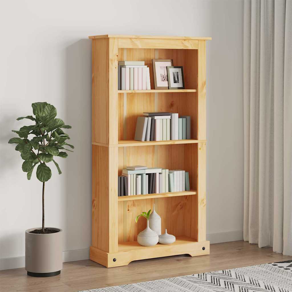 243743 vidaXL 4-Tier Bookcase Mexican Pine Corona Range 80x29x150 cm