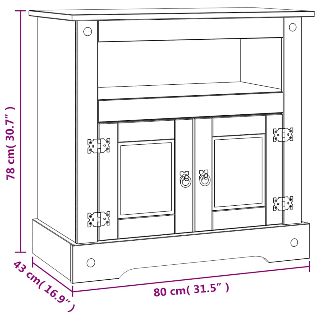 243746 vidaXL TV Cabinet Mexican Pine Corona Range 80x43x78 cm