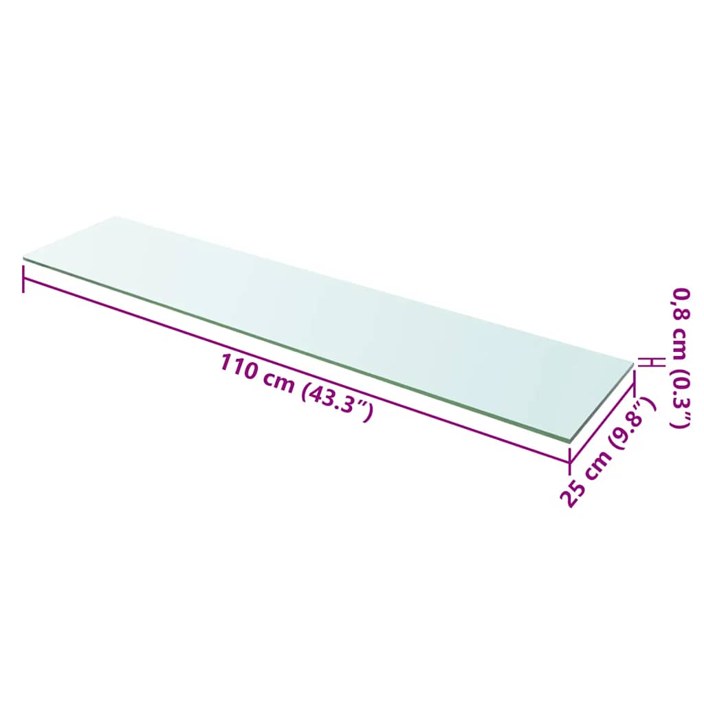 Shelf Panel Glass Clear 110x25 cm