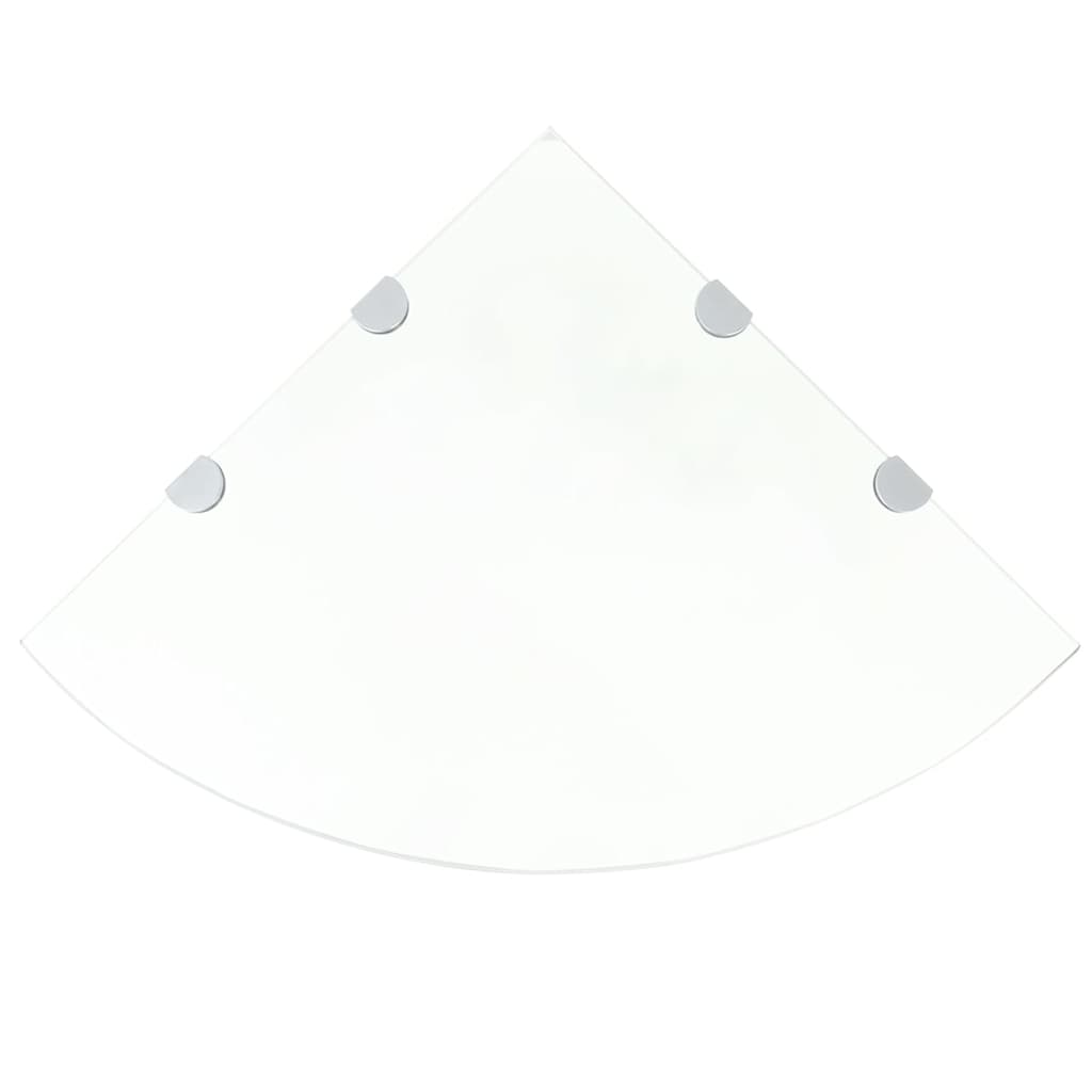 Corner Shelf with Chrome Supports Glass Clear 45x45 cm