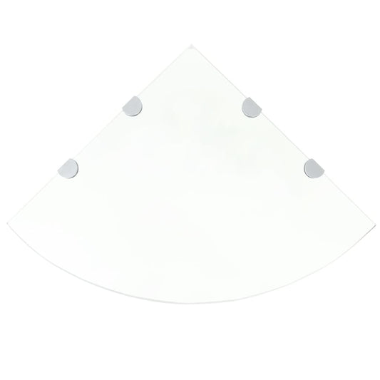 Corner Shelf with Chrome Supports Glass Clear 45x45 cm