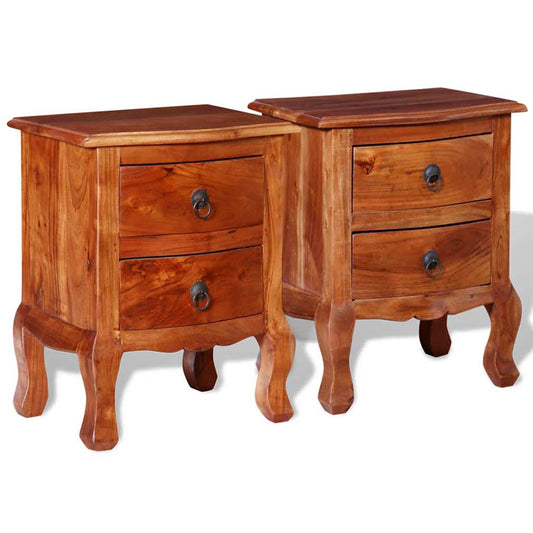 Nightstand | Set of 2 | Brown | Solid acacia wood | Medium | Nightstand