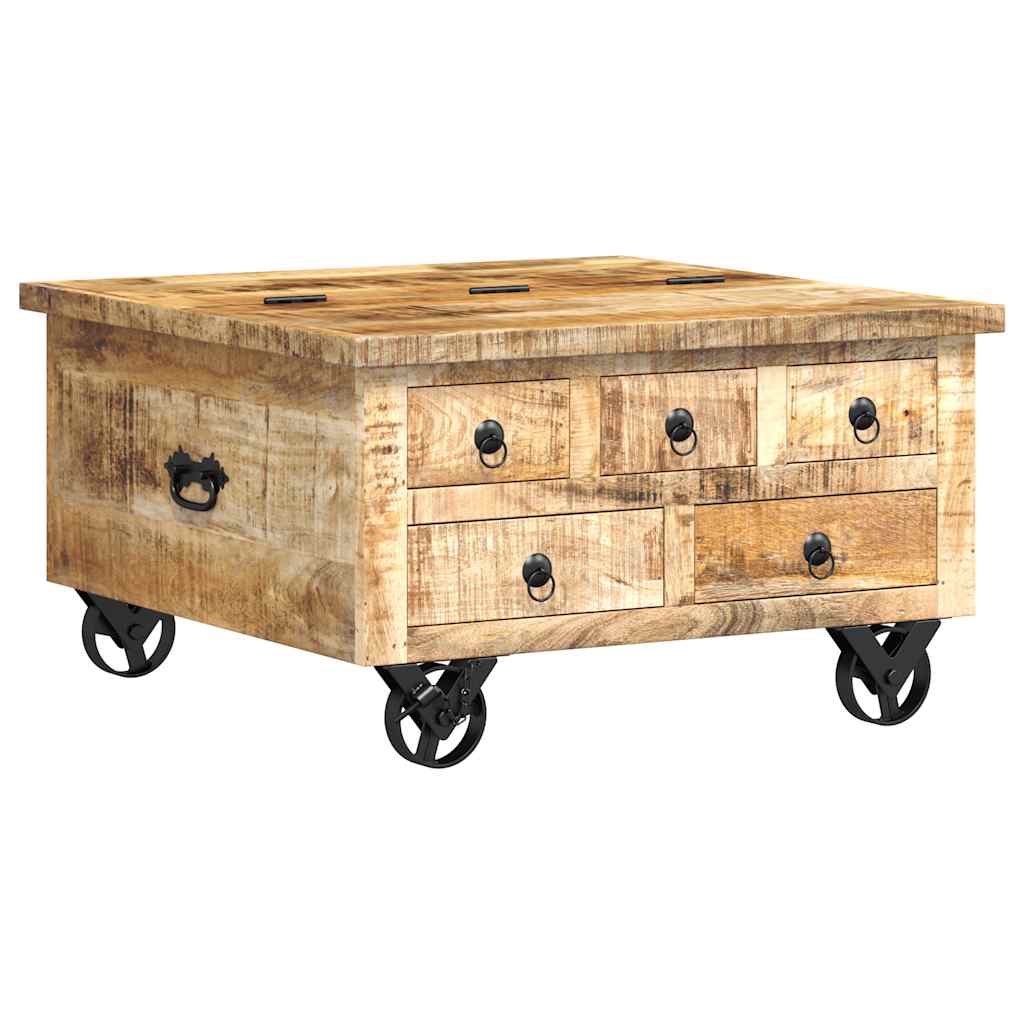 243979 vidaXL Coffee Table Rough Mango Wood 70x70x40 cm